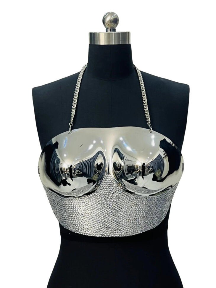 Haut d'armure en strass Quill en argent – Image 4