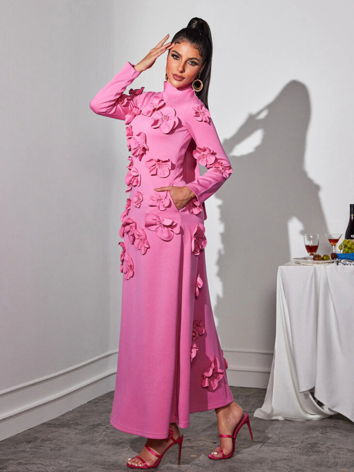 Robe longue fleurie à manches longues Liluri – Image 3