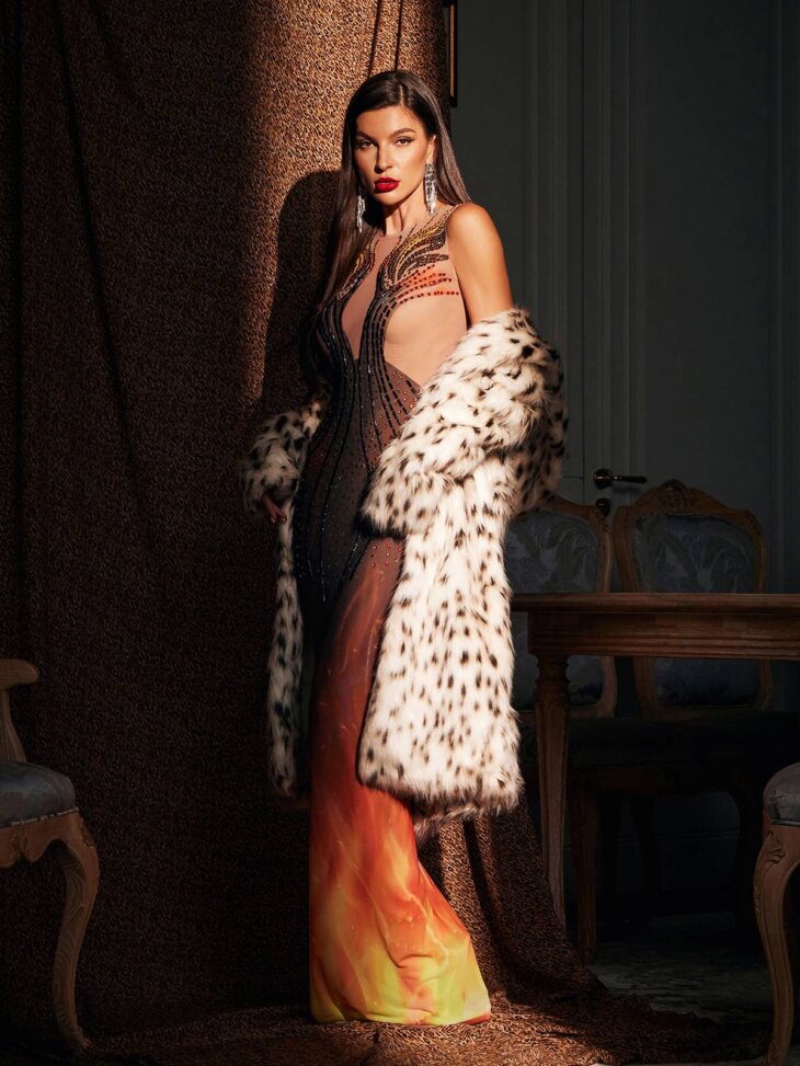 Robe longue imprimée strass Bellezza – Image 6