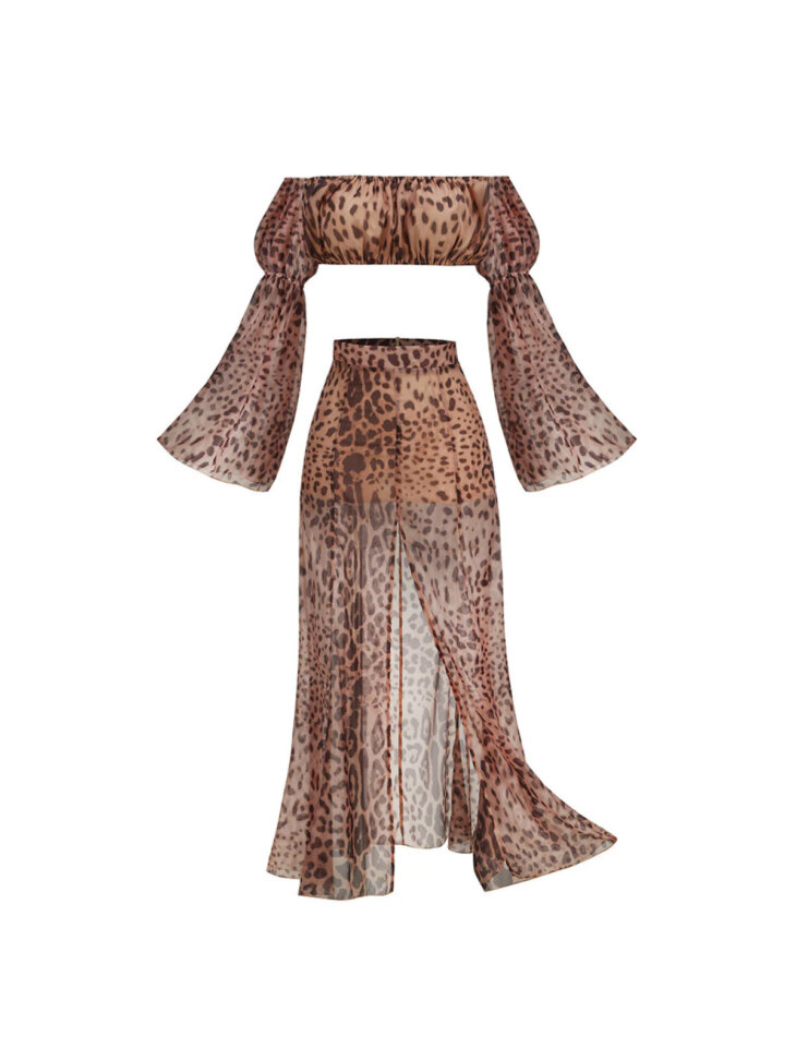 Ensemble jupe à imprimé léopard Amyas