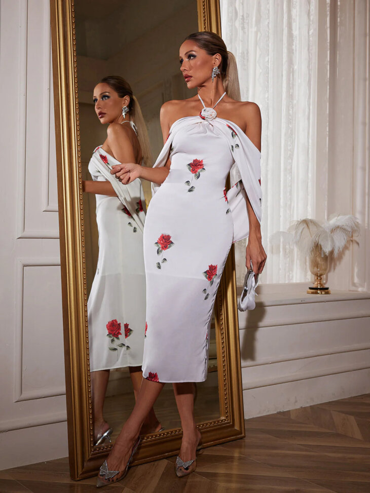 Robe mi-longue à imprimé floral Geraldine – Image 2