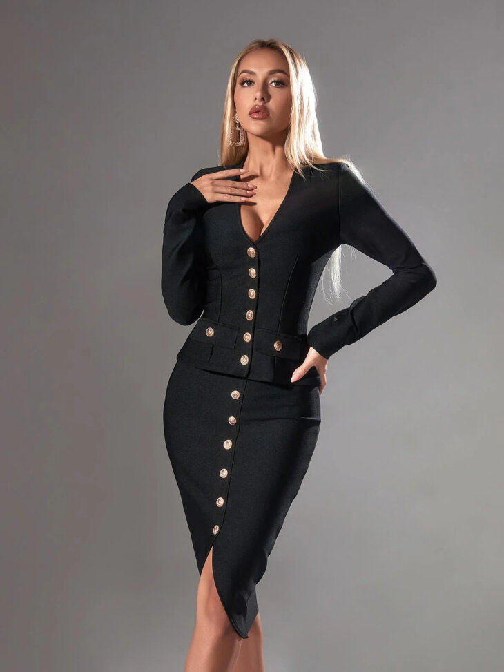 Ensemble de bandage à simple boutonnage et manches longues Sailor – Image 2