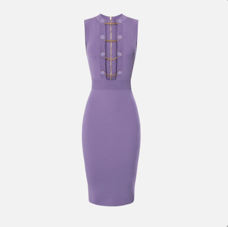 Robe midi en viscose avec boutons de manchette