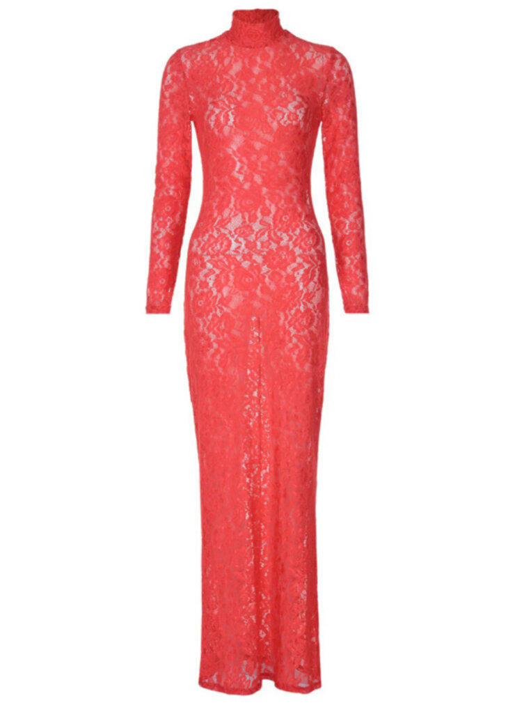 Robe longue en dentelle à manches longues Damien – Image 2
