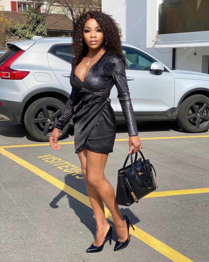SHINY DEEP V-NECK MINI DRESS - Robe de soirée – Image 2