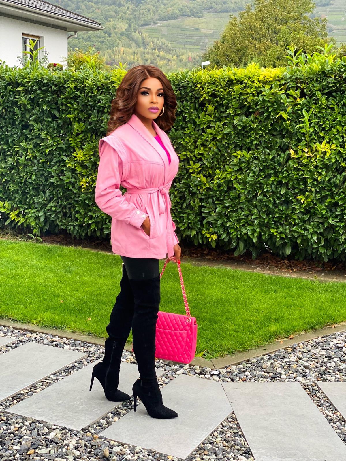 Veste en cuir rose – Image 2